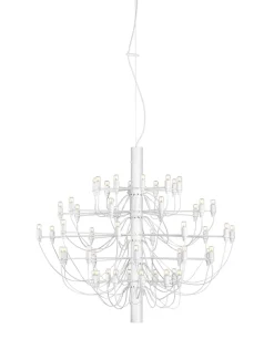 2097/50 lysekrone LED m. klare pærer, mat hvid