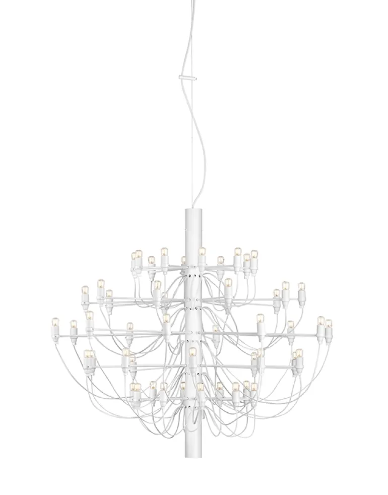 2097/50 lysekrone LED m. klare pærer, mat hvid