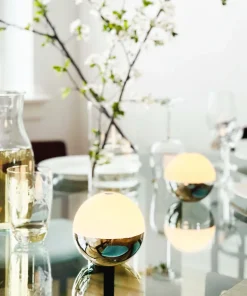 Alba Light Ball batterilampe / bordlampe, krom (2 stk.)