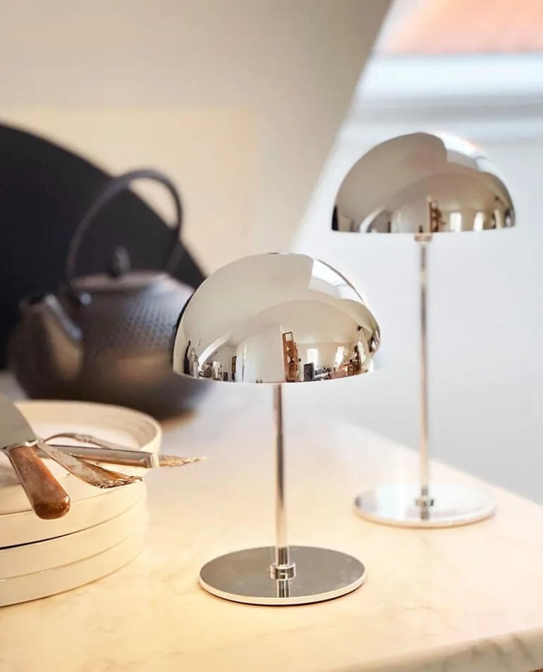 Along LED bordlampe / batterilampe, krom (2 stk.)