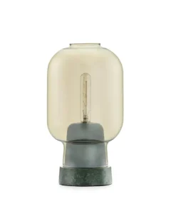 Amp bordlampe, Guld/Grøn marmor
