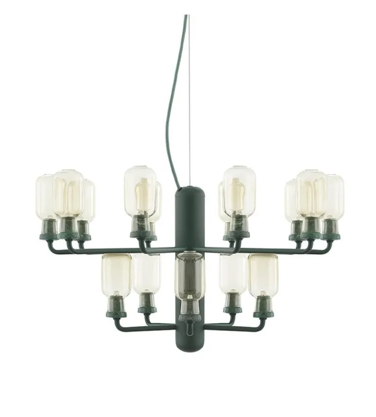 Amp Lysekrone - Lille, Guld/Grøn marmor