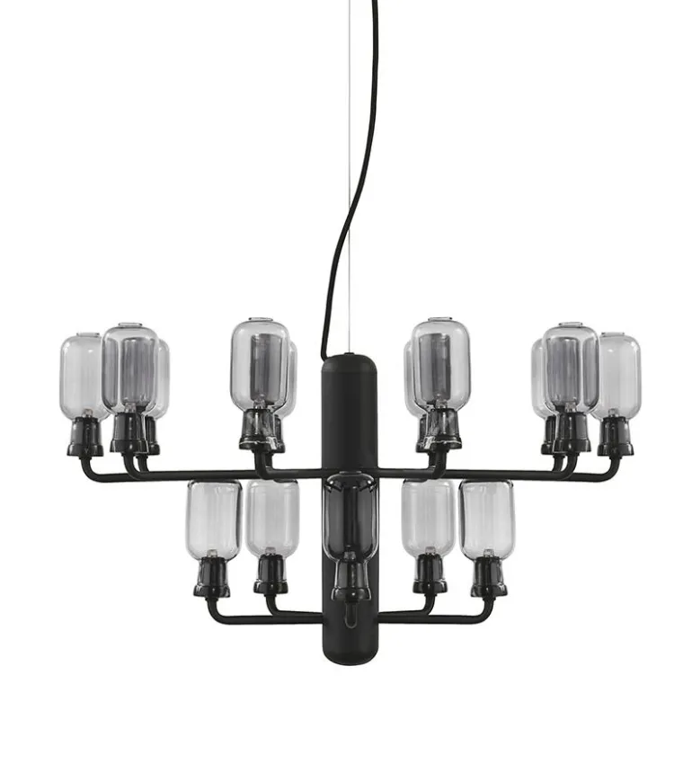 Amp Lysekrone - Lille, Smoke/Sort marmor