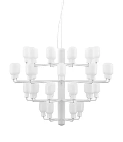 Amp Lysekrone - Stor, Hvid/Hvid marmor