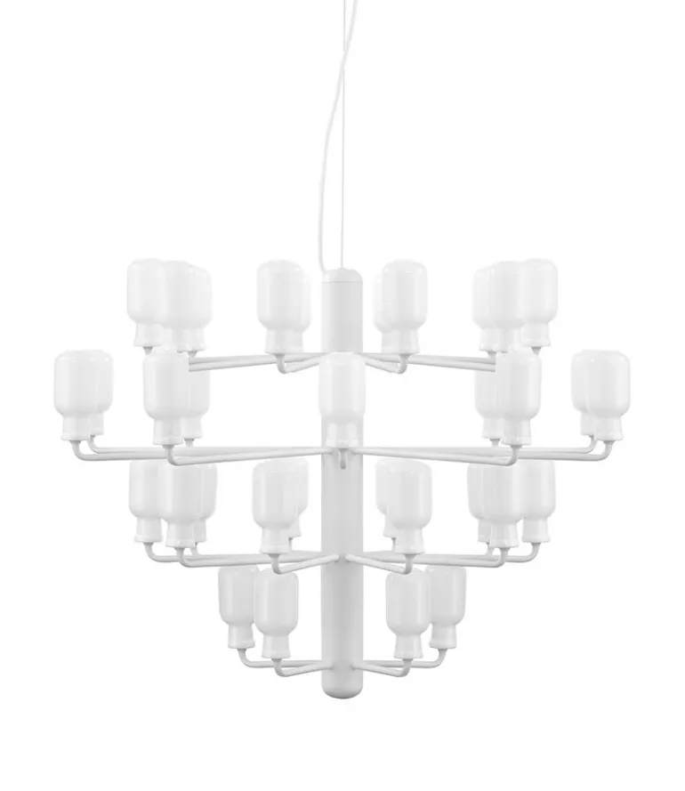 Amp Lysekrone - Stor, Hvid/Hvid marmor