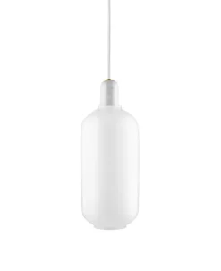 Amp pendel - Stor, Hvid/Hvid marmor