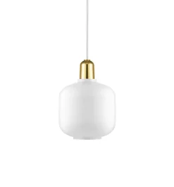 Amp pendel, Messing - Lille, Hvid/Messing