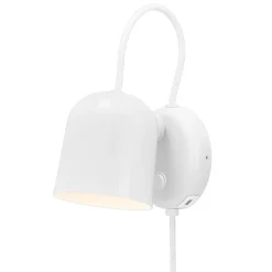 Angle væglampe m/USB, hvid/telegrå