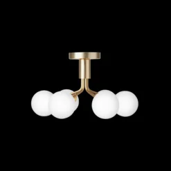 Apiales 6 loftlampe, børstet messing/opal