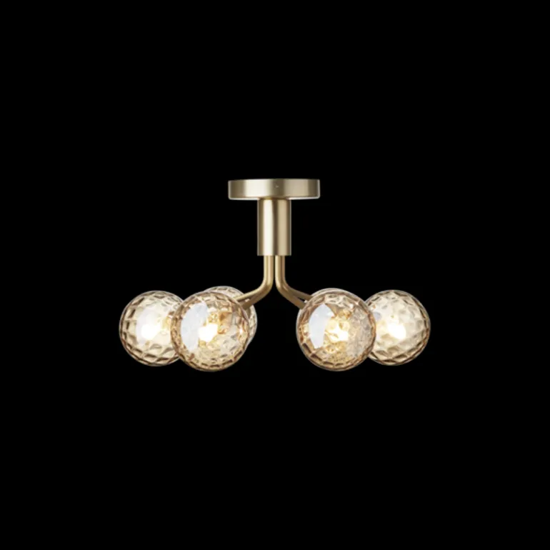 Apiales 6 loftlampe, børstet messing/optic guld glas