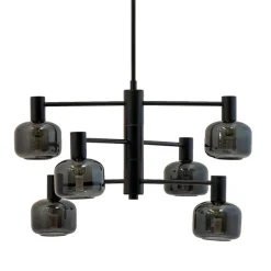Arp lysekrone 6 kupler, sort/smoke