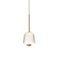 Asteea 1 pendel, satin messing/riflet klar