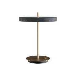 Asteria bordlampe m/USB, antrasit/messing