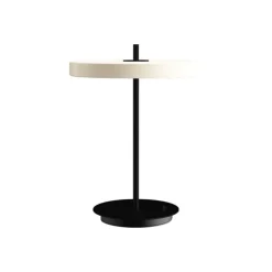 Asteria bordlampe m/USB, pearl hvid/sort