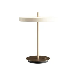 Asteria bordlampe m/USB, pearl hvid/messing