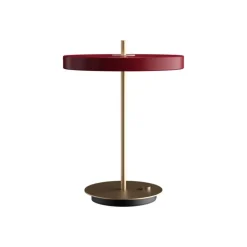 Asteria bordlampe m/USB, ruby rød/messing