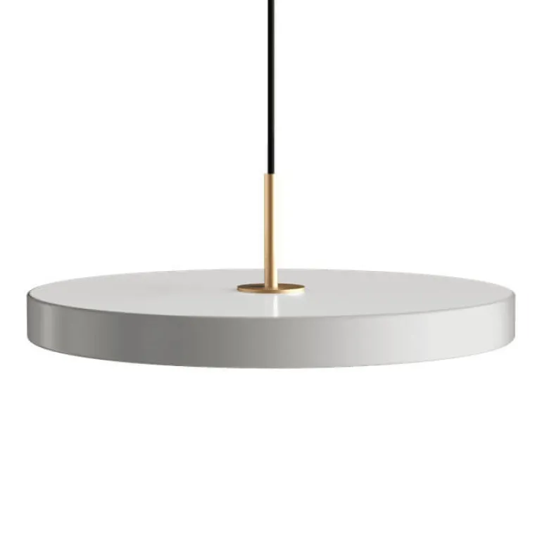 Asteria Plus medium pendel, mist grå/messing