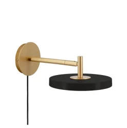 Asteria væglampe kort, sort/messing