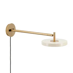 Asteria væglampe lang, pearl hvid/messing