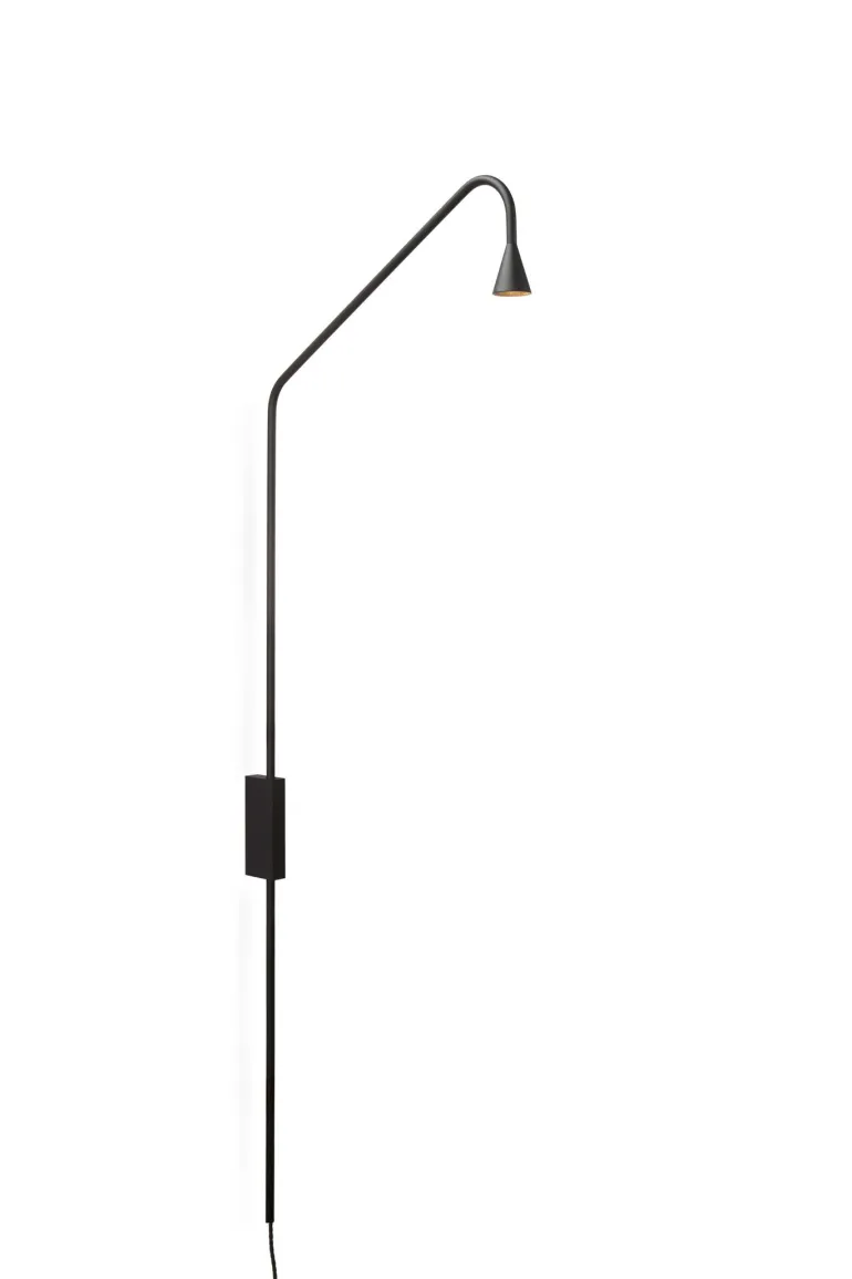 Austere væglampe m. touchdæmp og stik, sort