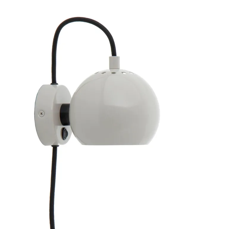 Ball væglampe, blank pale grey