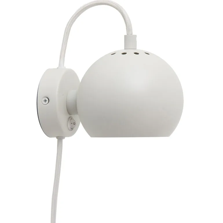 Ball væglampe, mat hvid