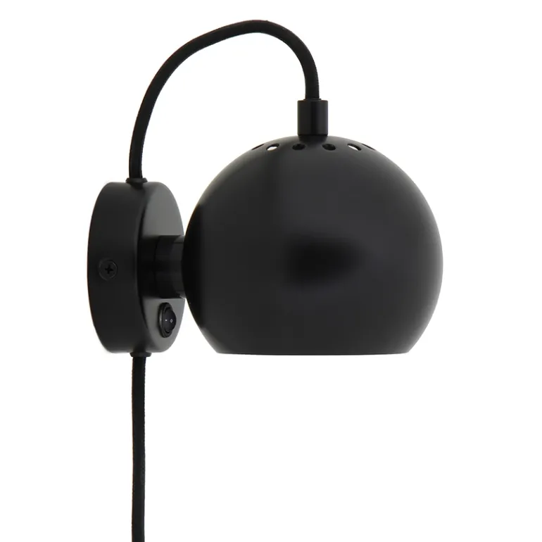 Ball væglampe, mat sort
