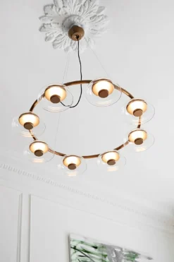 Blossi 8 lysekrone, nordic guld/klar