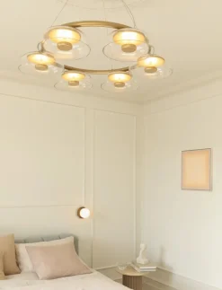 Blossi 6 lysekrone, nordic guld/klar