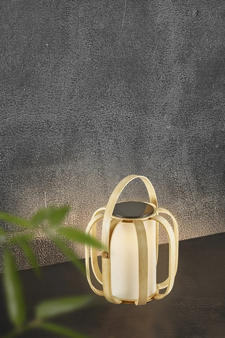 Bob Solar udendørs LED solcellelampe, bambus