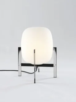 CESTA METÁLICA bordlampe u. læderhåndtag