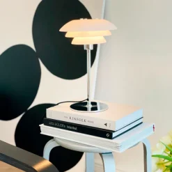 DL20 bordlampe, opal/krom