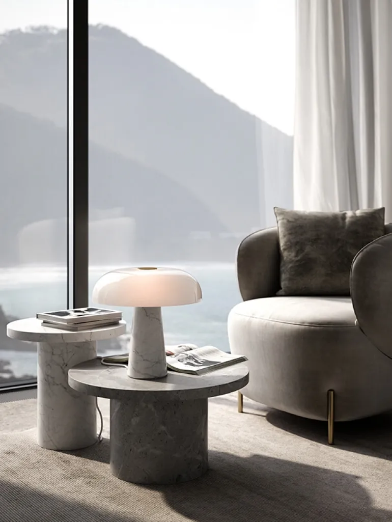 Glossy bordlampe, hvid