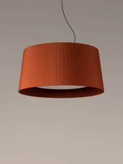 GT7 pendel Ø90, terracotta m/nikkel baldakin