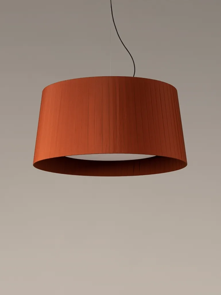 GT7 pendel Ø90, terracotta m/nikkel baldakin