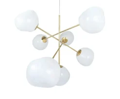 Melt stor lysekrone, opal/guld