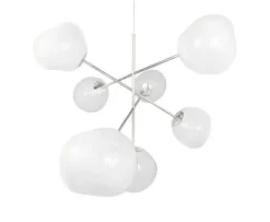 Melt stor lysekrone, opal/sølv