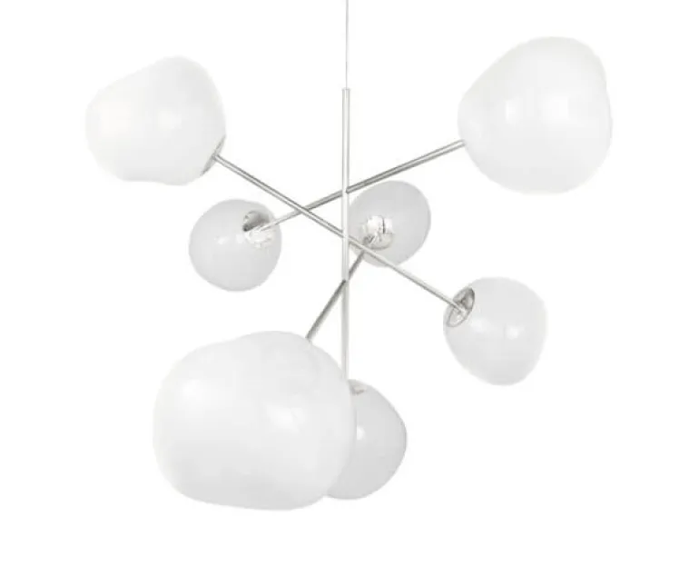 Melt stor lysekrone, opal/sølv