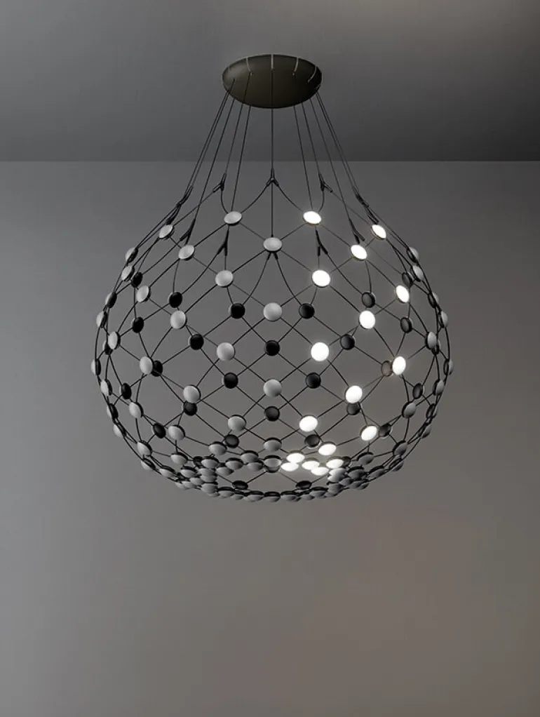 Mesh pendel wireless Ø100 / 1 m ledning, sort