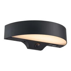 Monay Round Solar væglampe m/solcelle, sort