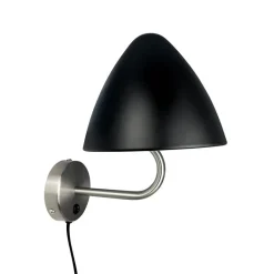 Oulu væglampe, sort/børstet stål