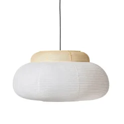 Papier single pendel Ø80, hvid/gul