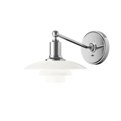 PH 2/1 væglampe m/afbryder, hvid opal