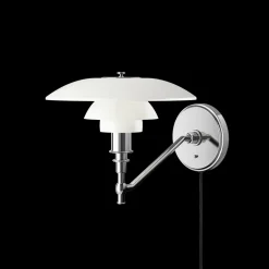 PH 3/2 væglampe m/ledning, hvid opal