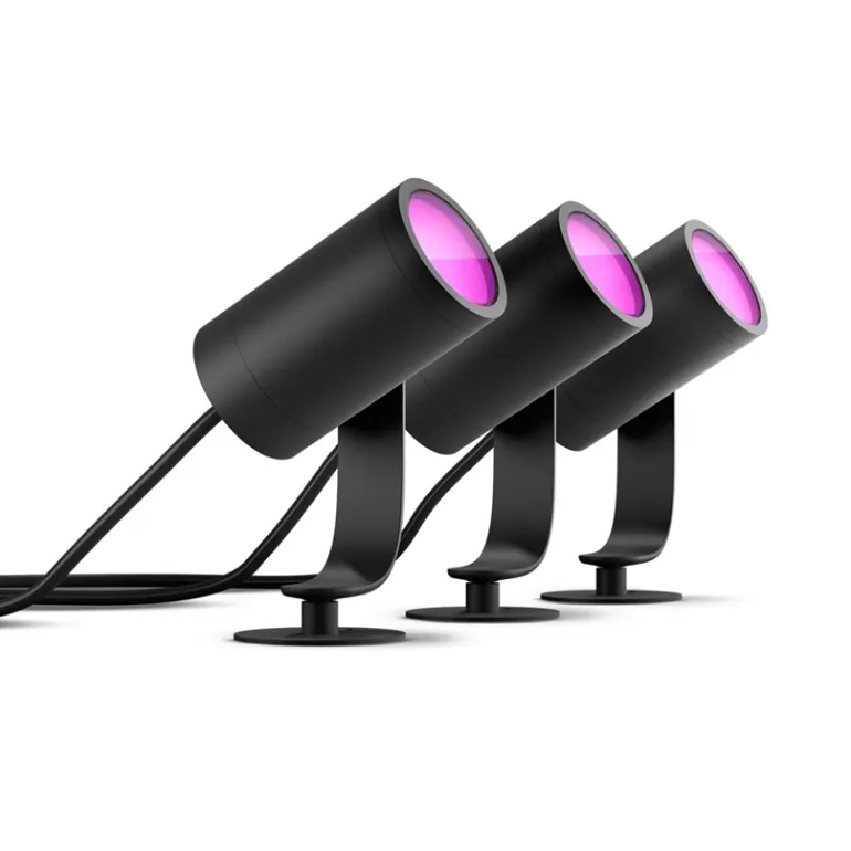 Philips Hue Lily White and Color Ambiance udendørs spike spot basesæt, sort (3 stk)