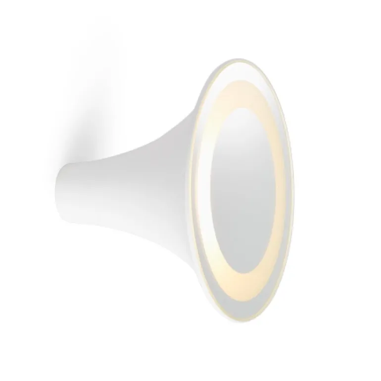 Sirens Væglampe Ø21 m. frosted glas og stort spejl, Hvid