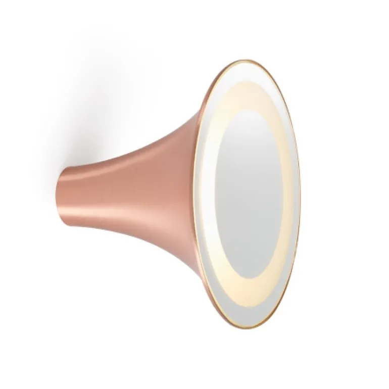 Sirens Væglampe Ø21 m. frosted glas og stort spejl, Kobber