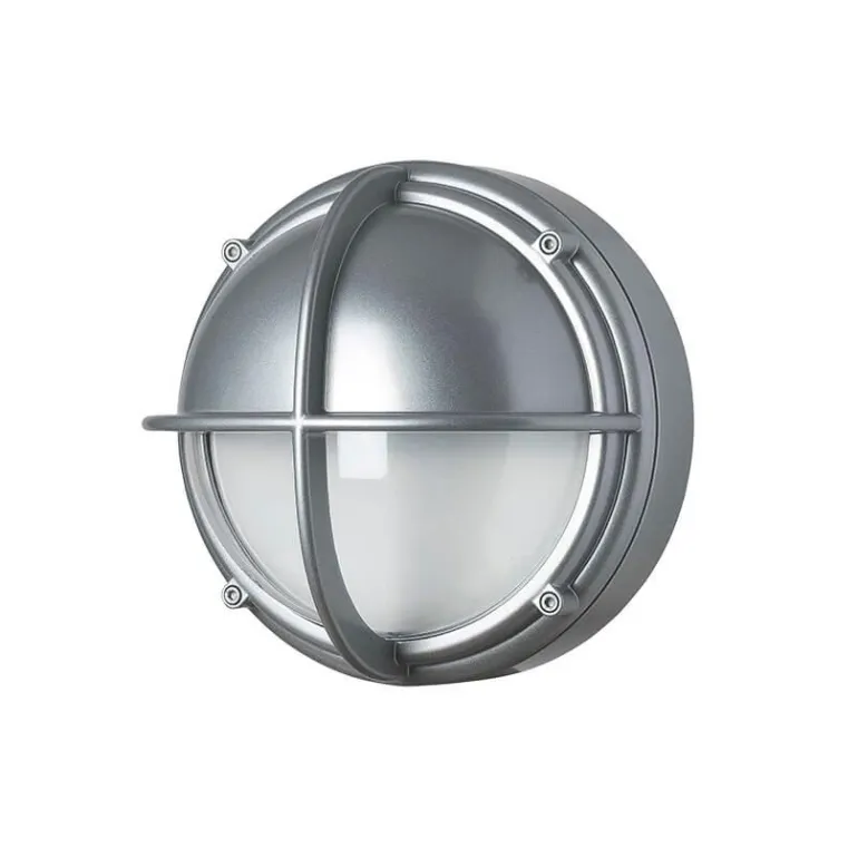 Skot LED udendørs væglampe / loftlampe, halvafskærmet klar/alu