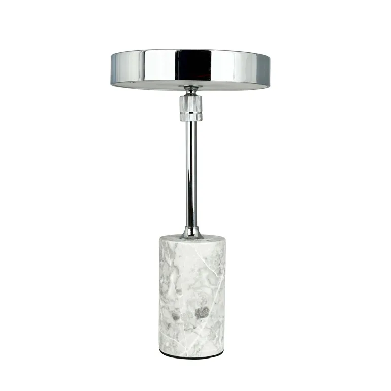 Starlight LED batteri- / bordlampe, grå marmor/krom