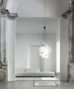 Stochastic pendel / lysekrone 72 kugler og stænger, opal/stål